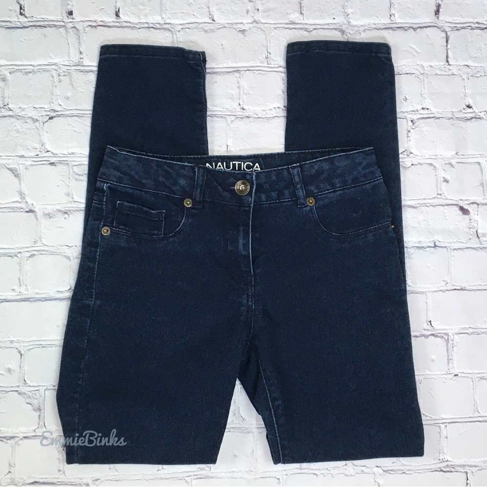 Girl’s Nautica Stretch Jeggings - Jean Leggings - Soft Dark Wash Jeggings Pants - Picture 3 of 13